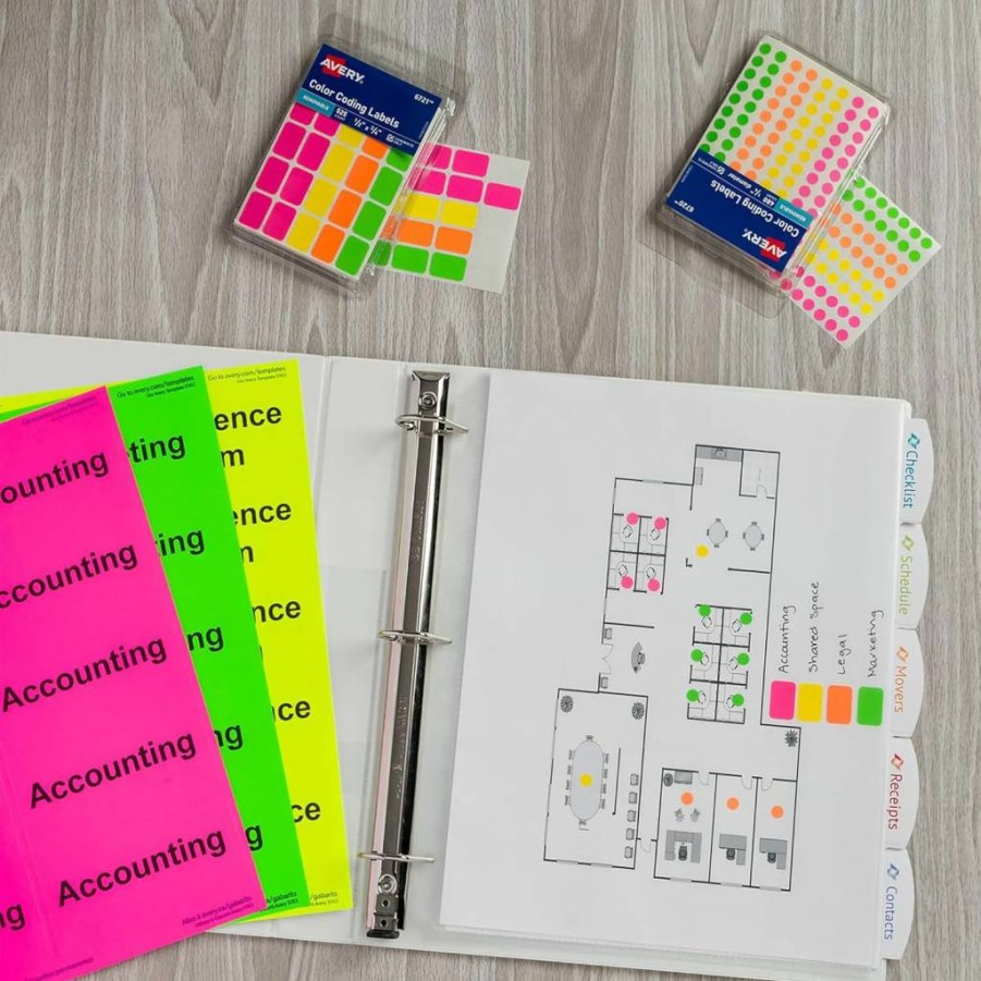 Avery Removable Color Coding Labels, 525-Pack, Rectangular Stickers, Assorted Bright Colors, Easy Peel & Stick, Multipurpose Organizer Labels for Office, School, Home (6721)