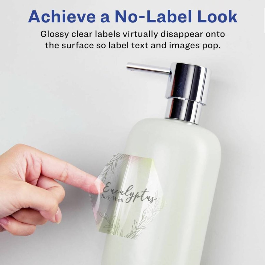 Avery Glossy Clear Hexagon Labels 1.5" - Sure Feed Technology, 200-Pack for Laser/Inkjet Printers, Print-to-Edge Design