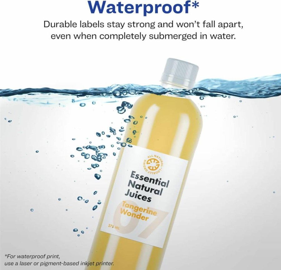 Avery Sure Feed Waterproof Labels 3-1/3" x 4" - 60 Pack, Durable Oil & Tear-Resistant, Laser/Inkjet Printable for Indoor/Outdoor Use