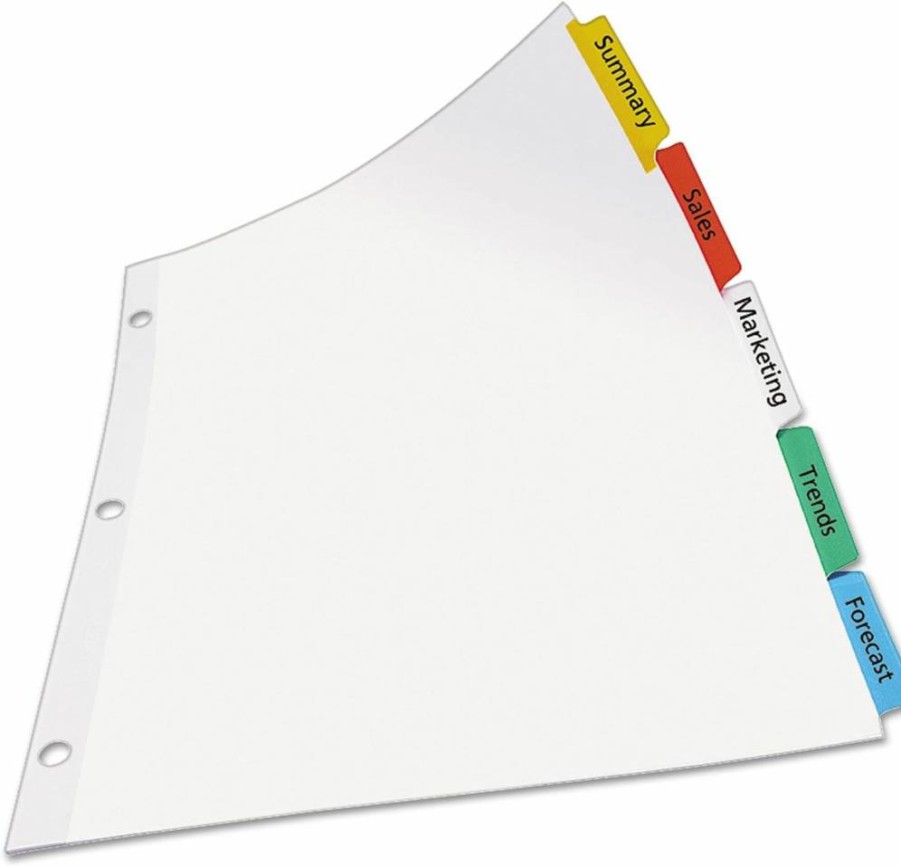 AVERY 11419 8-Tab Dividers for 3-Ring Binder, Customizable Multicolor Index Tabs with Clear Easy-Print Labels, 5 Sets