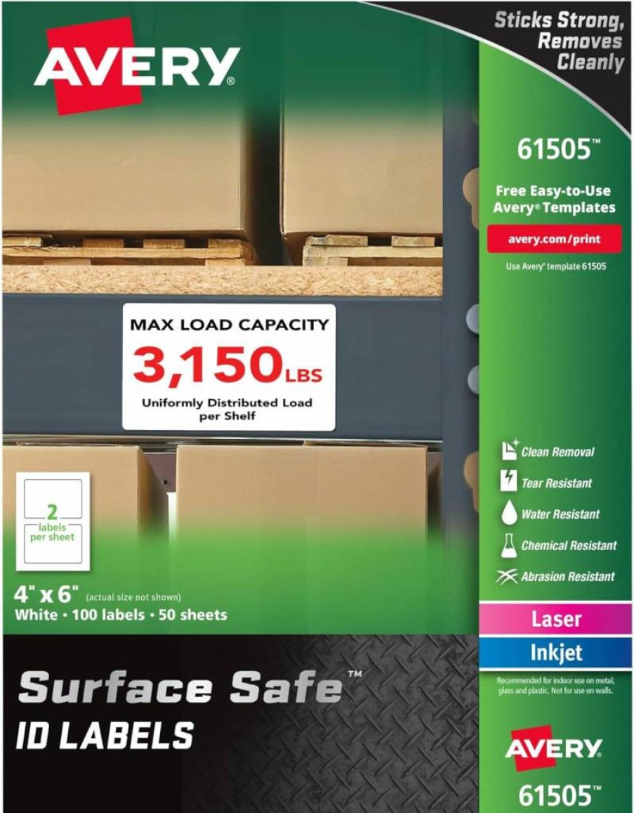 AVERY 61507 Durable Labels, 3.25" x 8.375", White, Permanent Adhesive, for Laser/Inkjet Printers