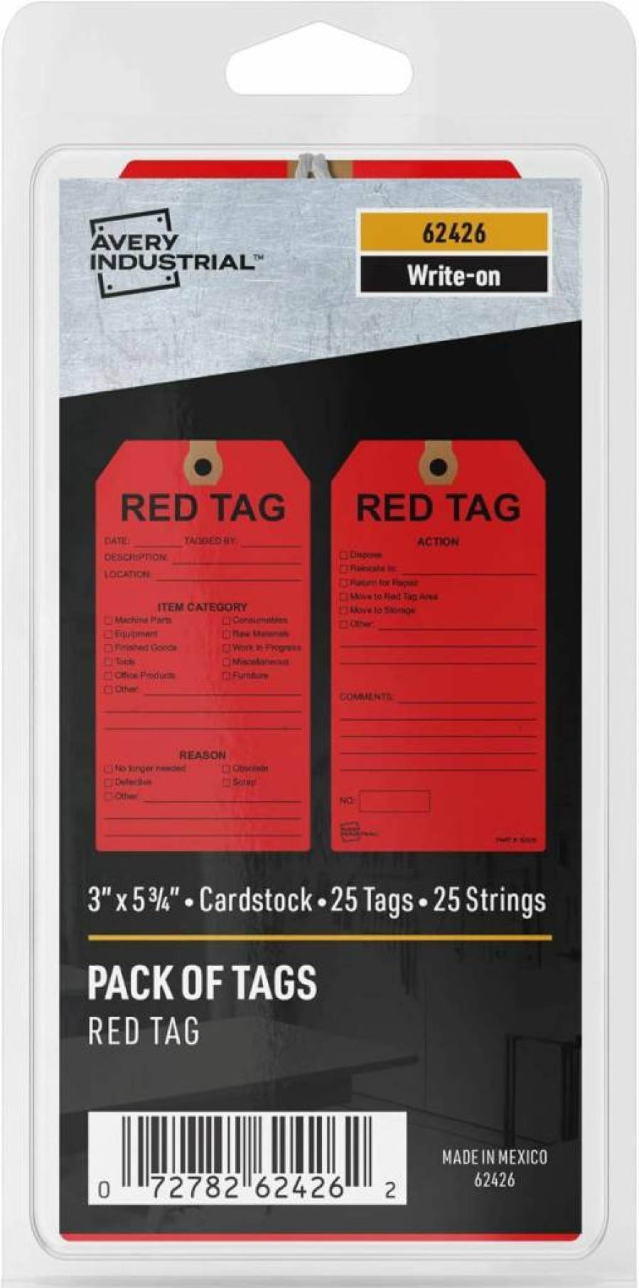 Avery 62430 Orange Repair Required Tags, 5.75" x 3" Preprinted Write-On Labels with String, 25-Pack