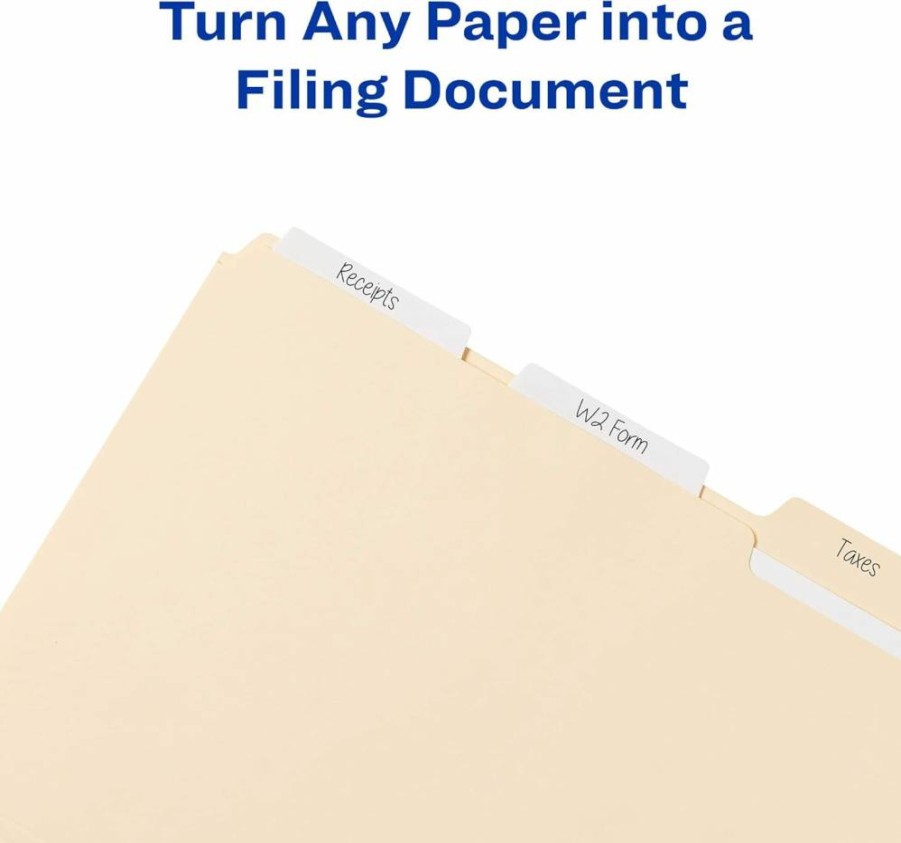 Avery Ultra Tabs Self-Adhesive File Tabs, 3" x 1.5", 2-Side Writable White Labels, 24 Tabs per Pack, 2-Pack (48 Tabs Total) - 74776