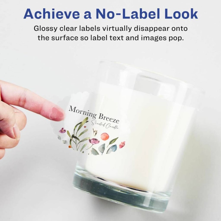 Avery Glossy Clear Oval Scalloped Labels 1-1/8" x 2-1/4" - 525 Pack, Sure Feed Technology, Print-To-The-Edge for Laser/Inkjet Printers