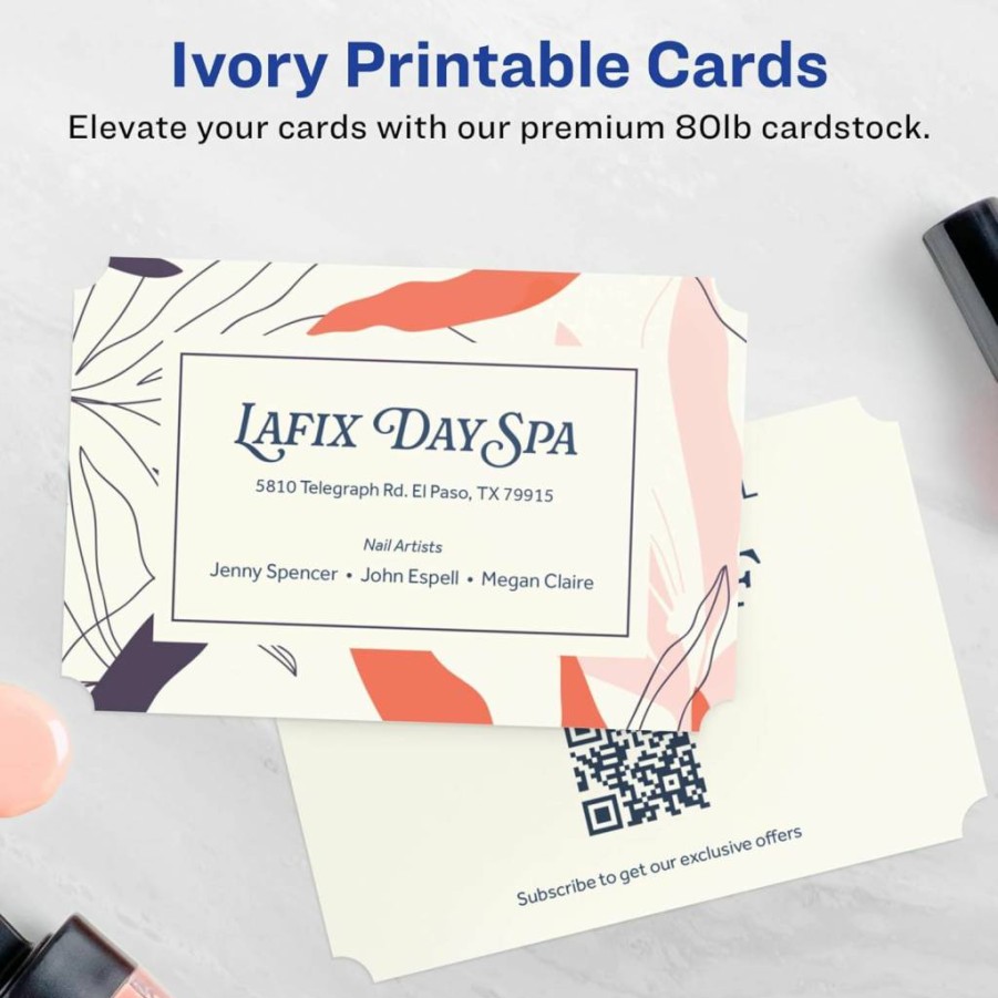 Avery Printable 4" x 6" Ivory Scalloped Edge Postcards with Sure Feed Technology – 100 Sheets for Laser/Inkjet Printers, Print-to-Edge Design
