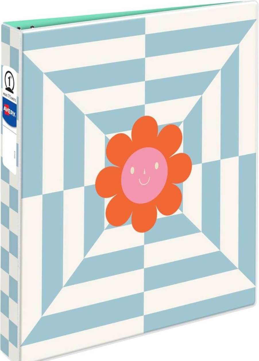 AVERY 1 Inch 3 Ring Binder with Round Rings, Flower Power Design, Retro Collection Binder (Model 26802)