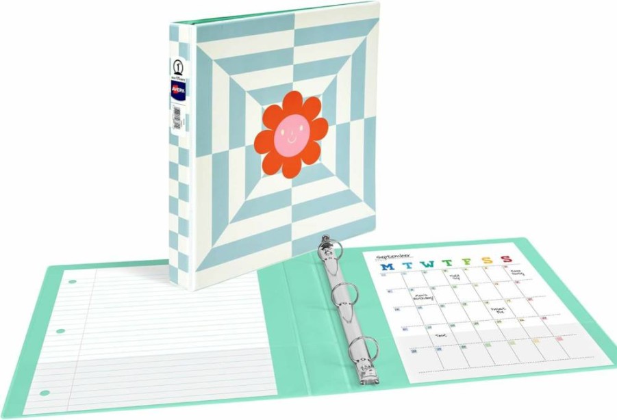 AVERY 1 Inch 3 Ring Binder with Round Rings, Flower Power Design, Retro Collection Binder (Model 26802)
