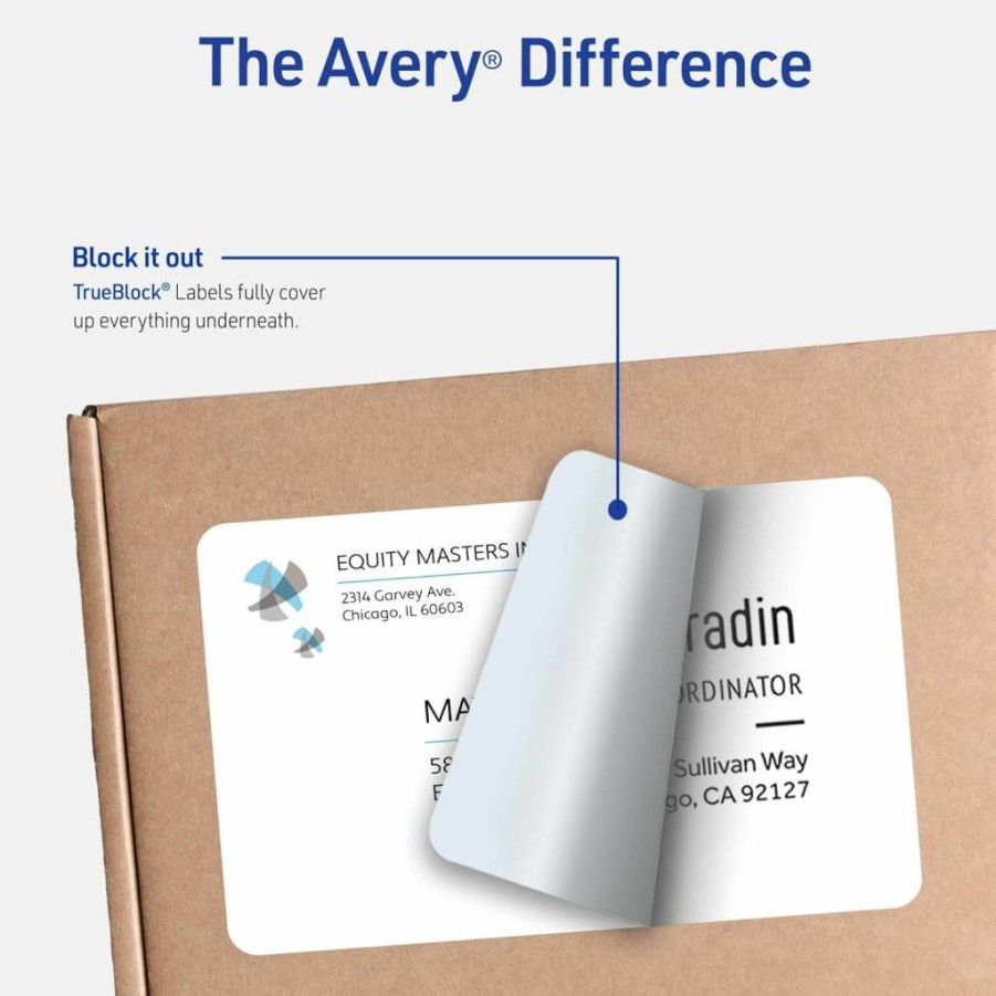 AVERY 8426 Half-Sheet Shipping Labels - 5.5" x 8.5" White Printable Mailing Stickers, 200 Blank Customizable Address Labels for Shipping, Organizing & Bulk Mailing