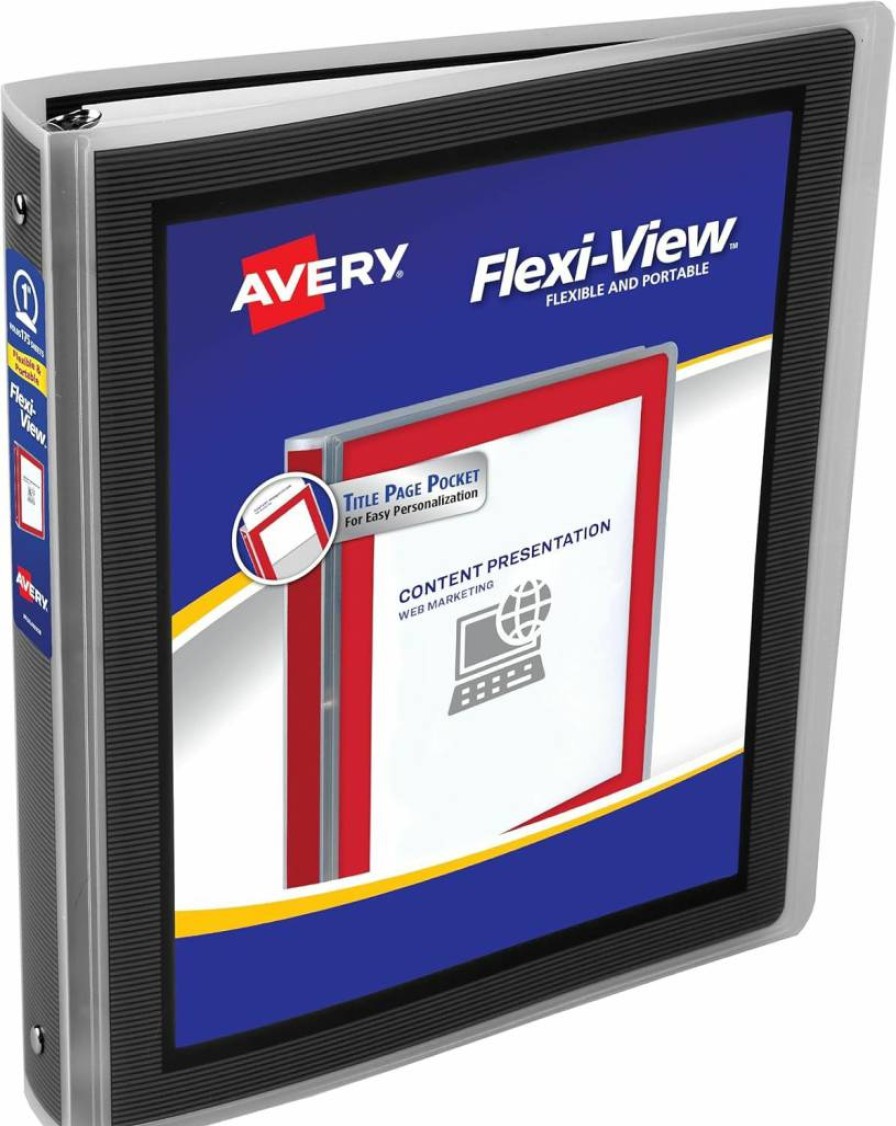 AVERY 17606 Red 1-Inch 3-Ring Flexi-View Binder with Round Rings