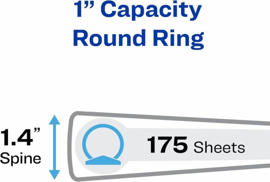AVERY 1 Inch White 3 Ring Binder with Round Rings, Economy View Binder (05760)