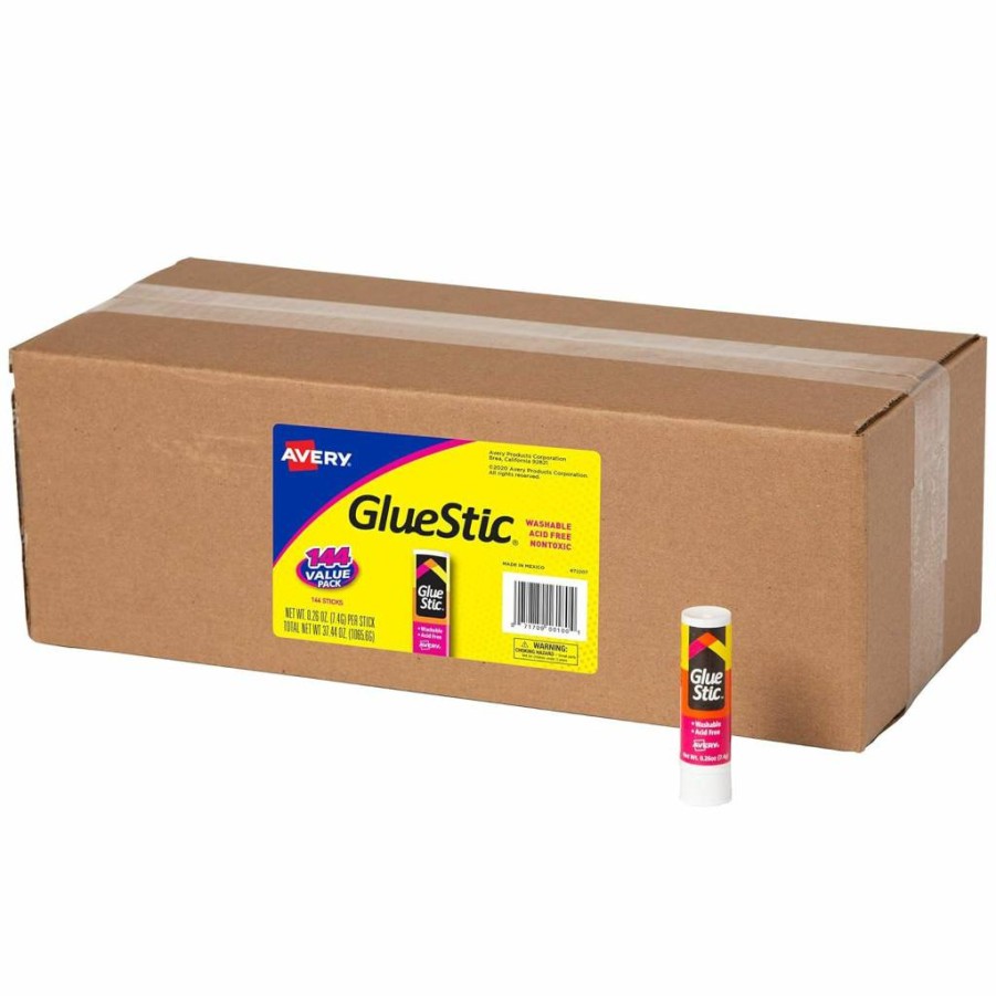 Avery Washable & Nontoxic Permanent Glue Stick, 0.26 Oz, White, 6-Pack (98095) – Safe for Kids & Crafts