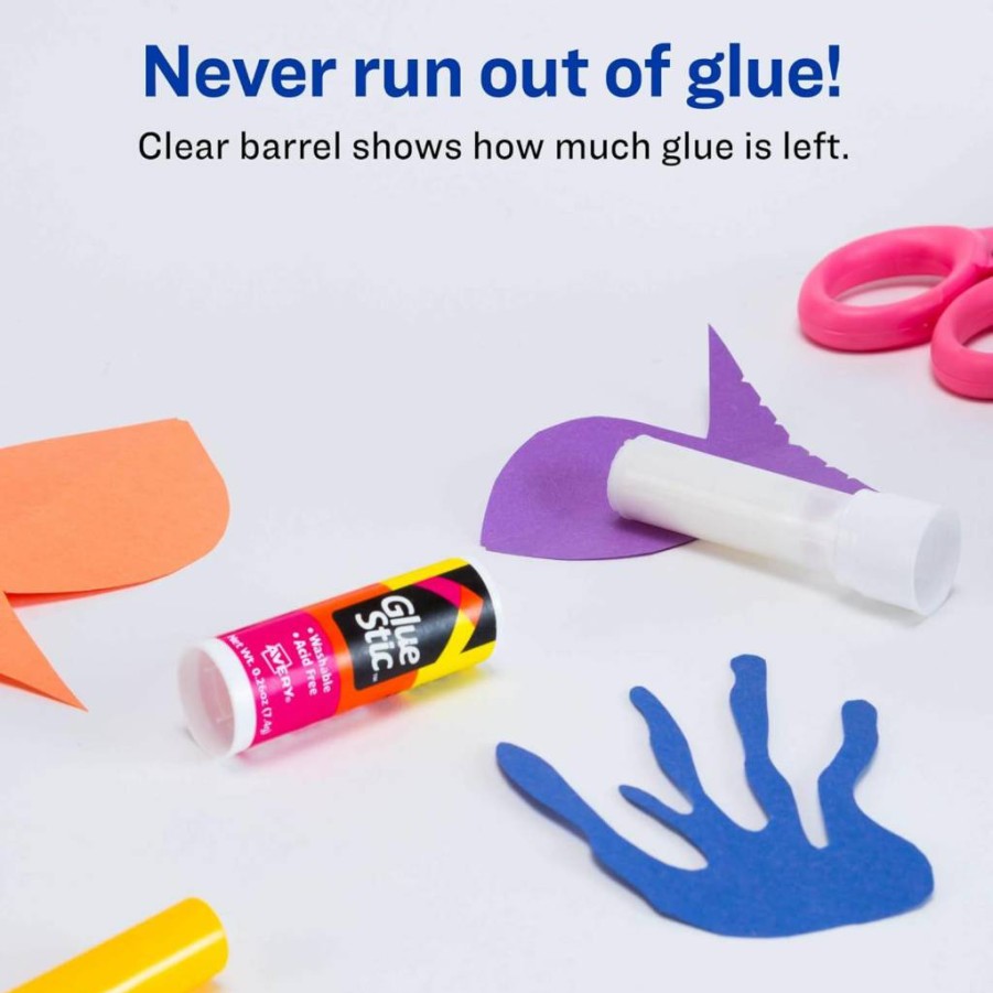 Avery Washable & Nontoxic Permanent Glue Stick, 0.26 Oz, White, 6-Pack (98095) – Safe for Kids & Crafts