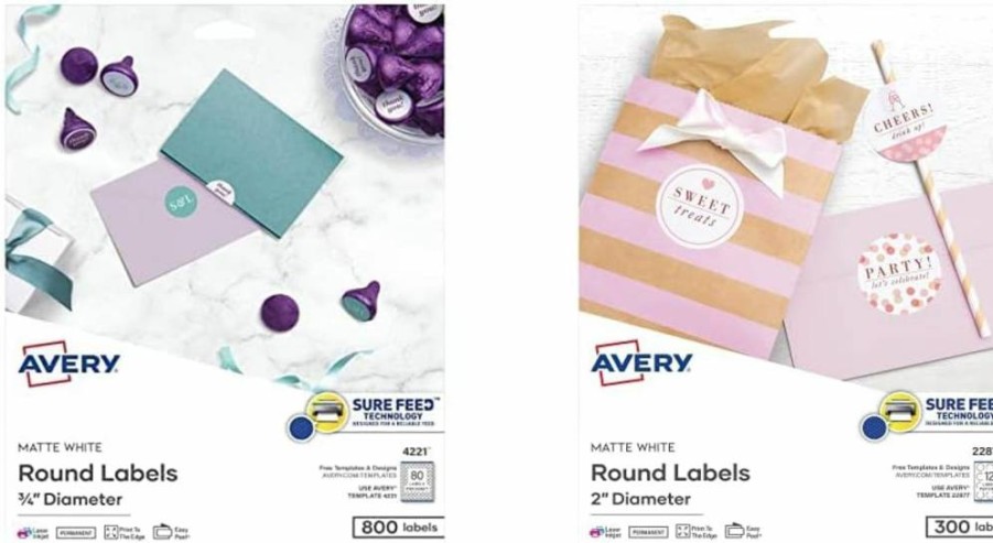 Avery 4221 Printable Round Labels, 3/4" Diameter, Matte White, 800 Sure Feed Customizable Labels for Laser/Inkjet Printers
