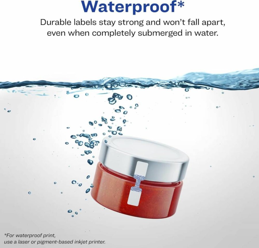 Avery Sure Feed Waterproof Labels 0.5" x 2.5" - 450 Durable, Oil-Tear-Resistant Laser/Inkjet Printable Barbell Labels
