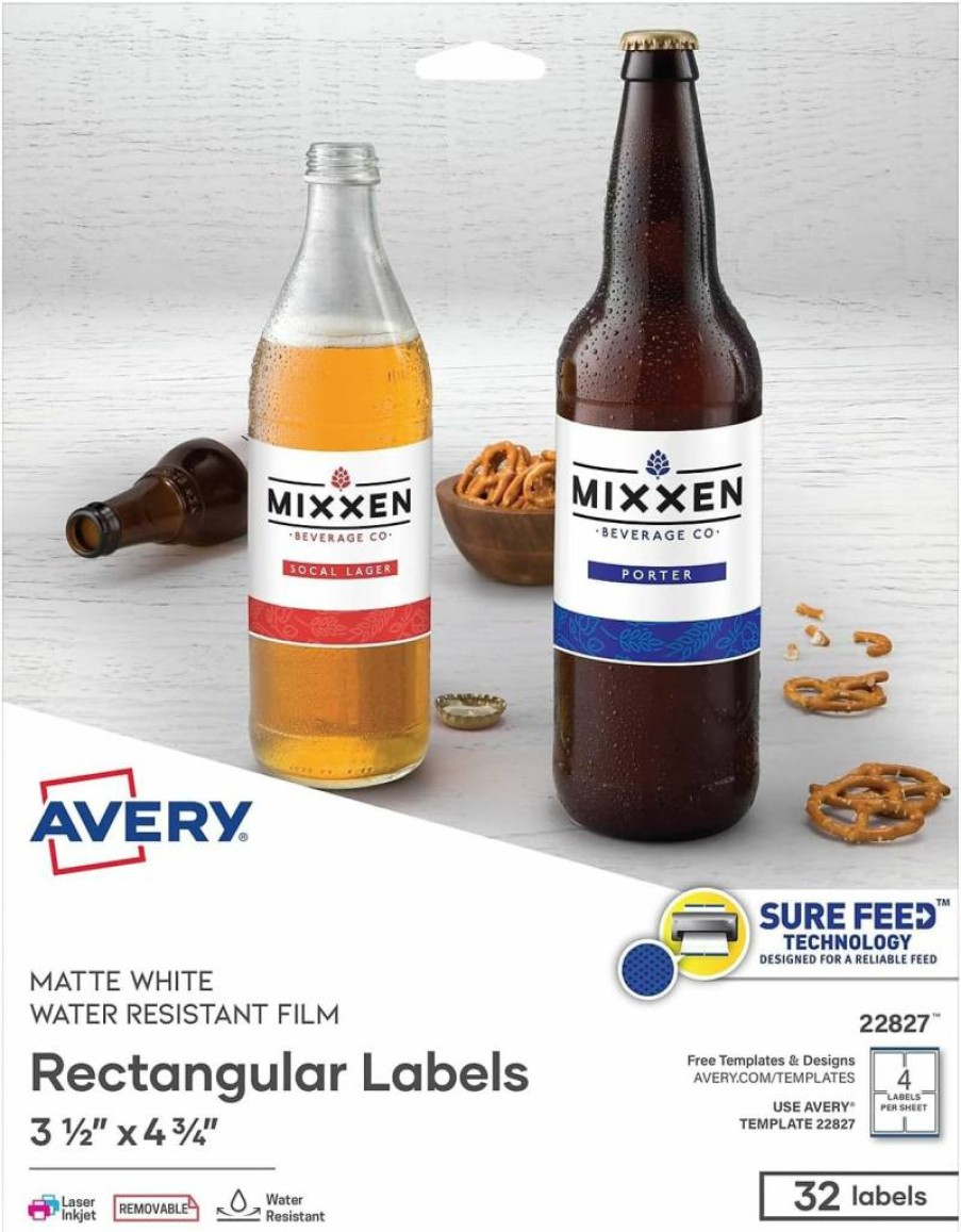 Avery White Rectangle Labels 3.5" x 4.75" - 32 Custom Printable Labels per Pack