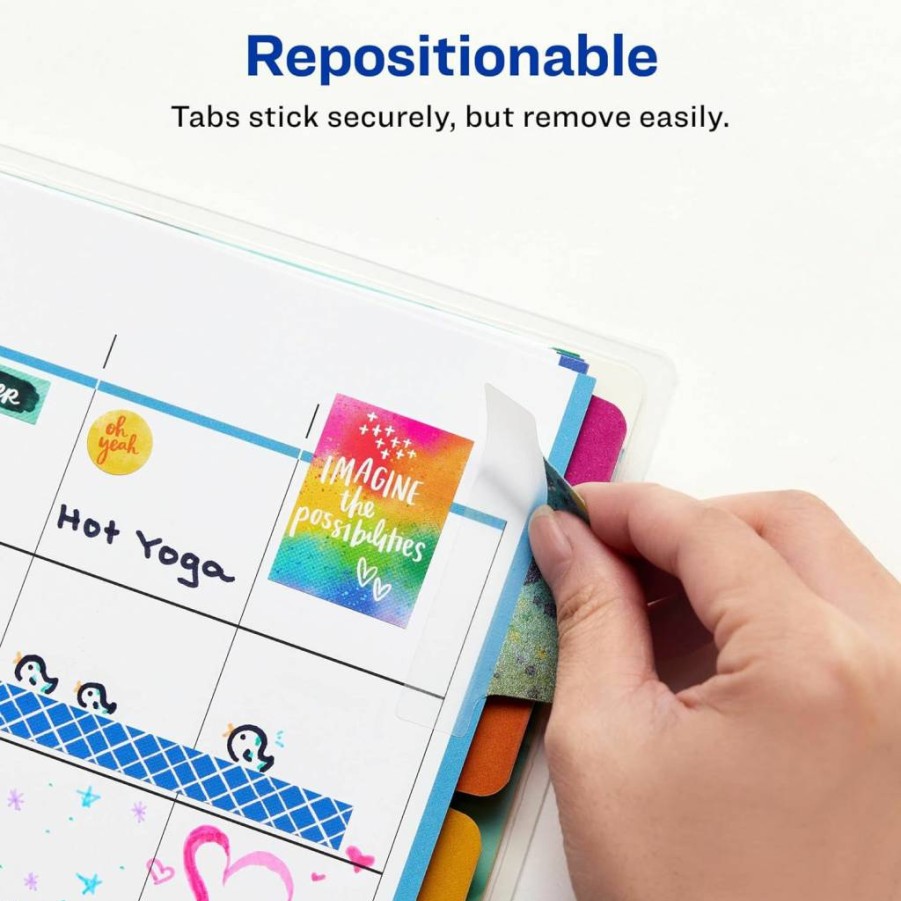 AVERY Repositionable Sticky Tabs 2.5" x 1", Tangerine Splatter Design, 2-Sided Writable, 24 Ultra Tabs for Notebooks & Planners (74712)