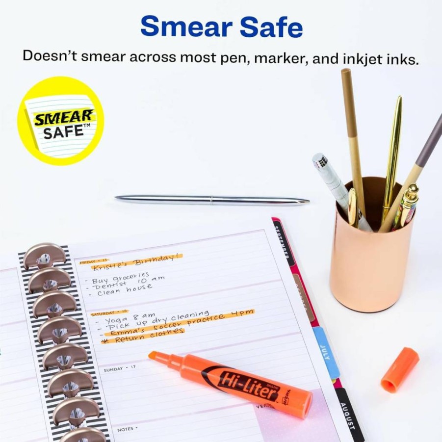 Avery 24050 Smear Safe Chisel Tip Highlighters, 12-Pack Fluorescent Orange Desk-Style Markers