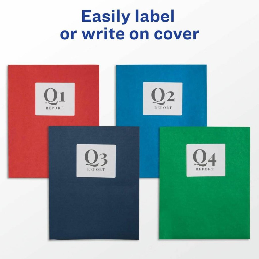 AVERY Two Pocket Folders with Business Card Slot, Holds 40 Sheets, Dark Blue, 25-Pack for Office, School, Presentations (47985)