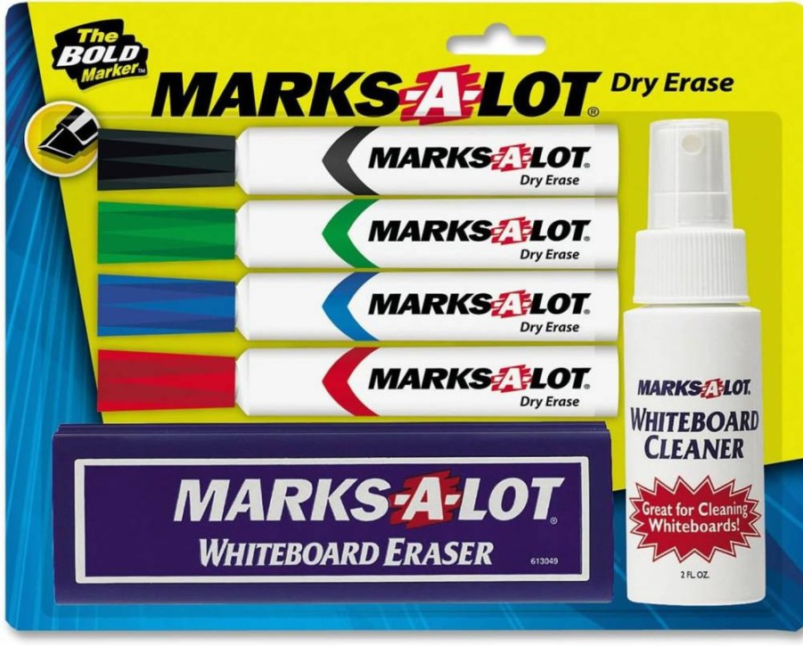 Marks-A-Lot Dry Erase Markers Kit - 12 Vibrant Color Whiteboard Markers with Chisel Tip, Low-Odor Ink, for Office, Classroom & Home Use (23503)