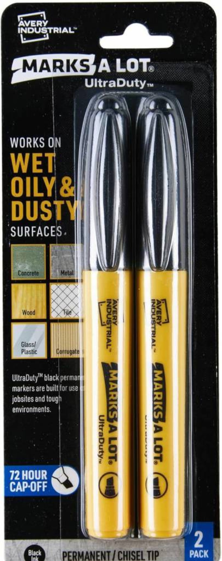 Avery Ultraduty Permanent Markers - Bullet Tip, Water Resistant Ink, 12 Black Markers for Jobsites & Tough Environments (29840)