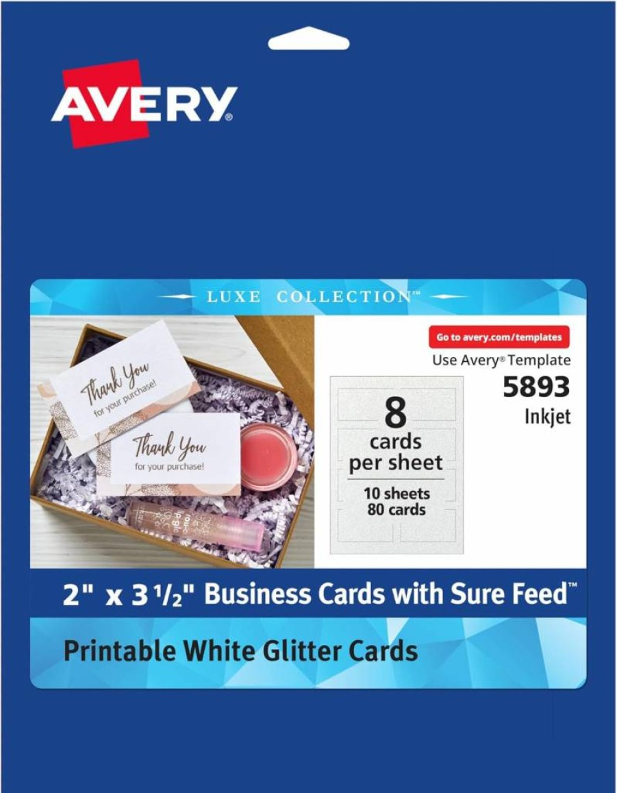 AVERY 3327 Metallic Gold Border Business Cards, 2" x 3.5", 100-Pack, Premium Laser/Inkjet Printable for Professional Branding