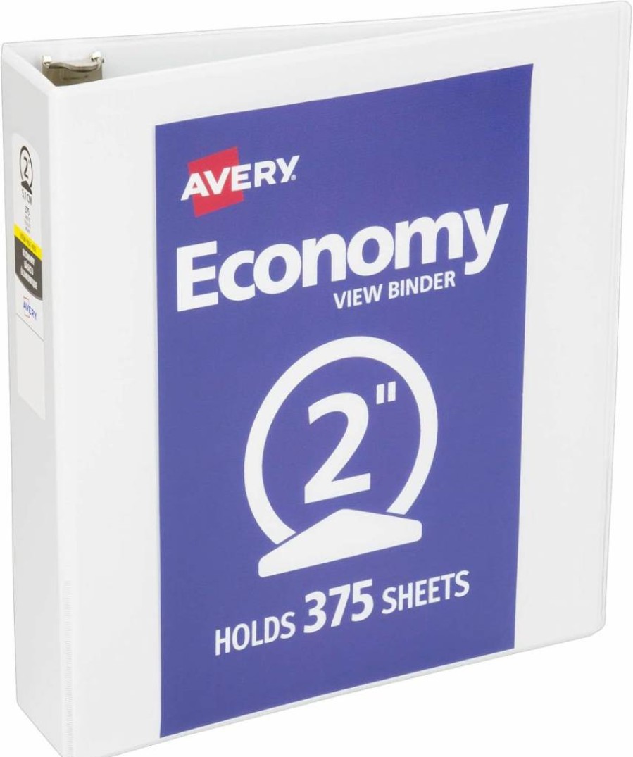 Avery 2 Inch 3-Ring White Binder with Round Rings - Economy View Binder (Model 05780)