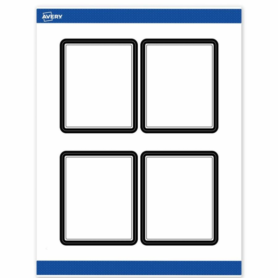 AVERY Matte White Printable Rectangle Labels with Gold Multi-Lined Border, 4" x 3-1/3", Permanent Adhesive, 40-Pack for Laser/Inkjet Printers, Ideal for Product Merchandising