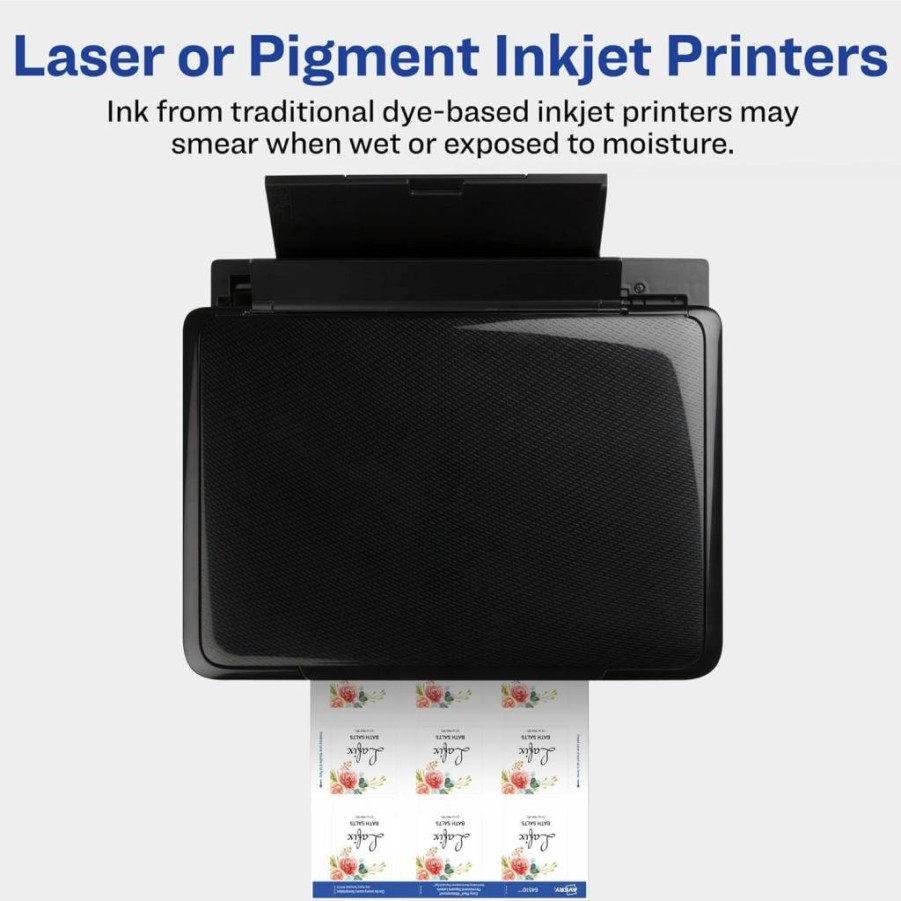 Avery 64510 Durable Waterproof Labels, 2" x 2" Square, Oil-Resistant, Sure Feed Technology, Laser/Pigment Inkjet Compatible, Print to Edge, 96-Pack