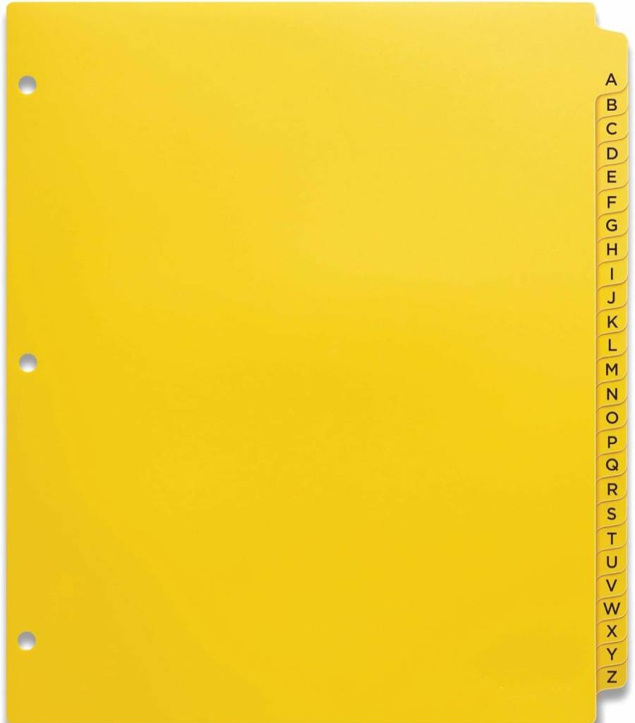 Avery 23081 Heavy-Duty Yellow Plastic Dividers with 26 A-Z Tabs for Industrial Use