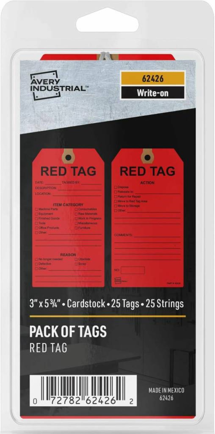 AVERY 62428 Green Preprinted Return To Stock Tags With String, 5.75" x 3" Write-On Hang Tags, Pack of 25