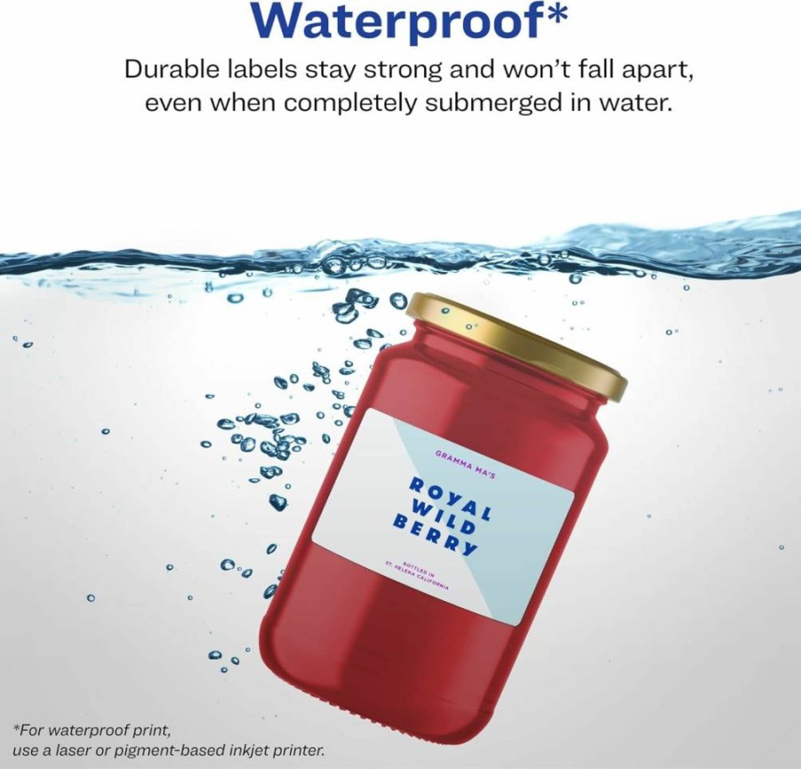Avery 2" x 3" Waterproof Rectangle Labels, 40-Pack, Sure Feed Technology, Oil & Tear-Resistant, Laser/Inkjet Printable, Print-To-The-Edge Design