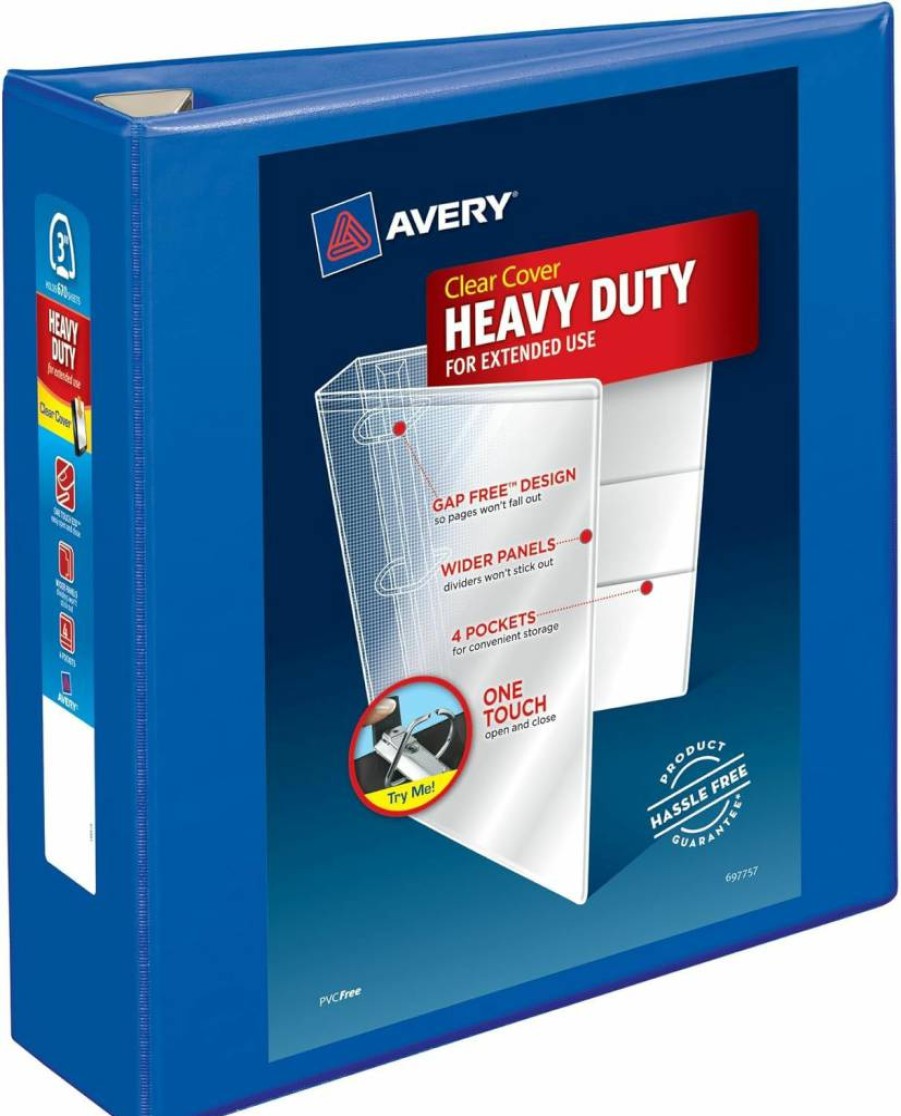 AVERY 3" Heavy-Duty 3-Ring Binder with One Touch EZD Rings, Pacific Blue (79811) - Durable Binder for School, Office & Organization