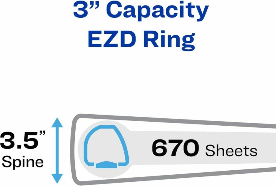 AVERY 3" Heavy-Duty 3-Ring Binder with One Touch EZD Rings, Pacific Blue (79811) - Durable Binder for School, Office & Organization