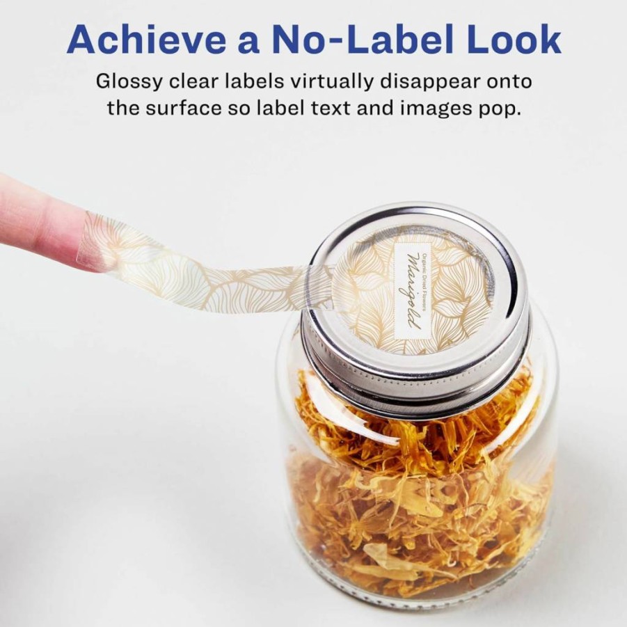 Avery Glossy Clear Lollipop Labels 1" x 4" - 80-Pack, Sure Feed Technology, Print-to-the-Edge for Laser/Inkjet Printers