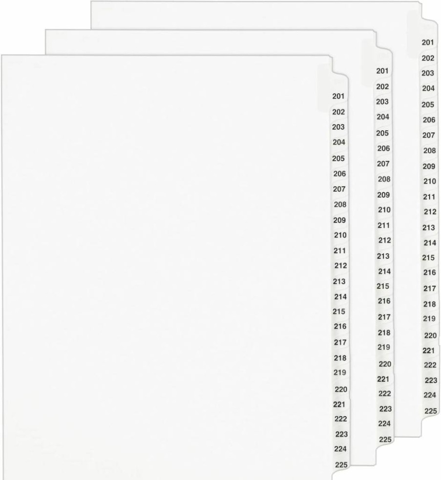 AVERY 01338 Legal Dividers, Letter Size, Side Tabs, 201-225 Tab Set, Standard Collated Sets for Office Organization