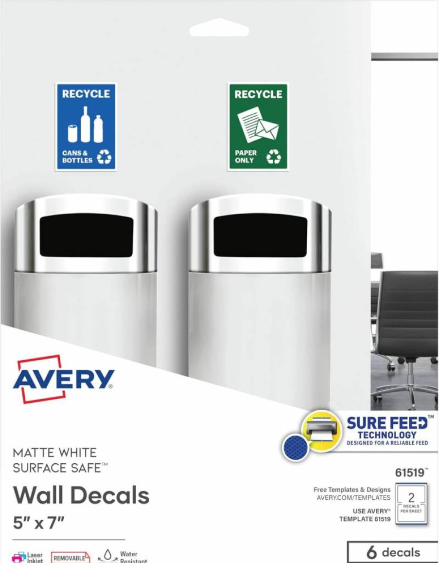 AVERY 61519 Printable Removable Labels, 5" x 7" Matte White Rectangle Stickers, 6 Customizable Sheets for DIY Projects