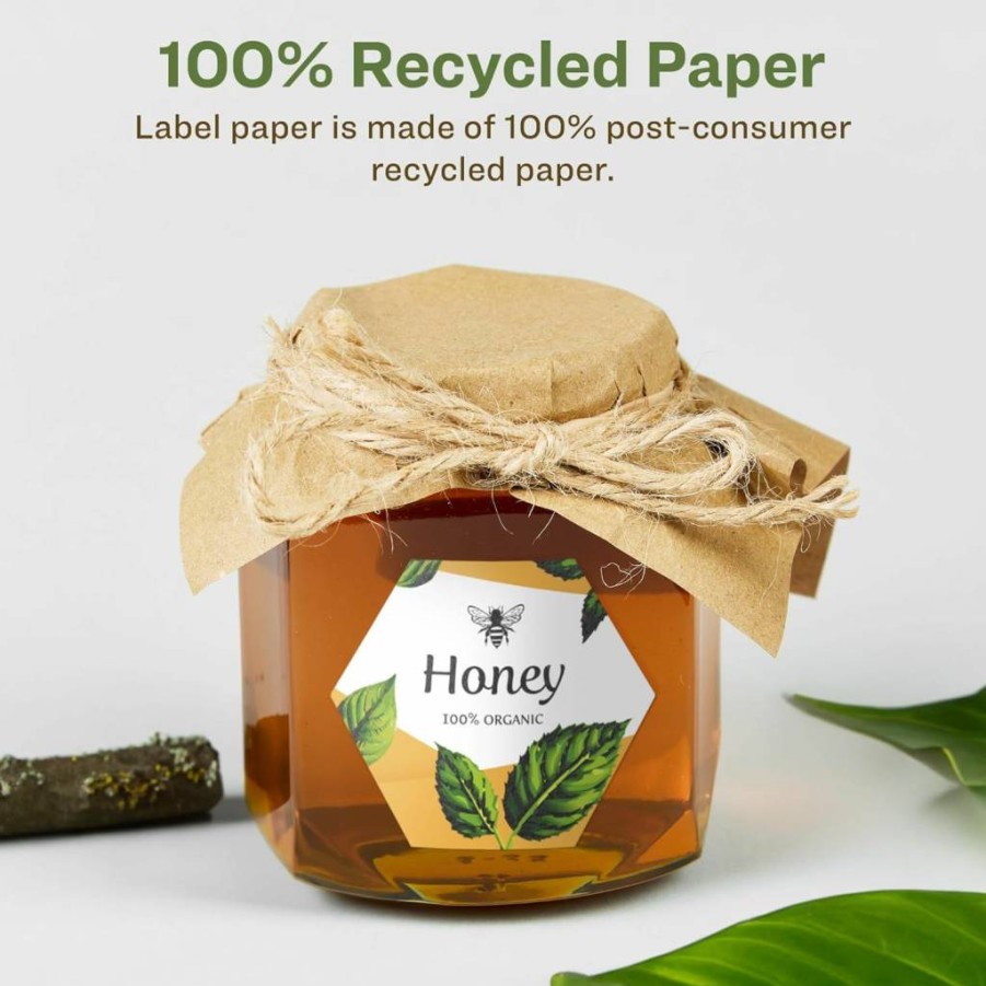 AVERY Recycled Hexagon Labels 2.5" x 2.9", Matte White Eco-Friendly Permanent Adhesive, Laser/Inkjet Printable, 60-Pack, Print to Edge