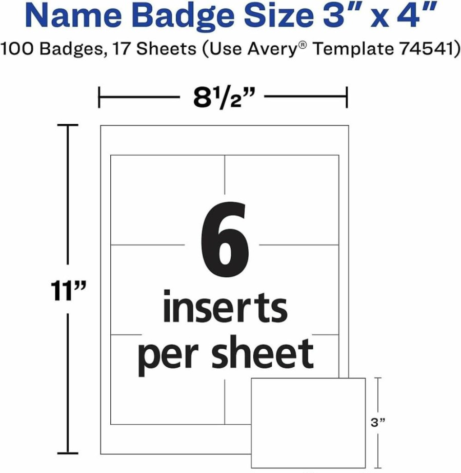 AVERY 74541 Top-Loading Clip-On Name Badges, 3x4 Inches, Garment-Friendly, Pack of 100
