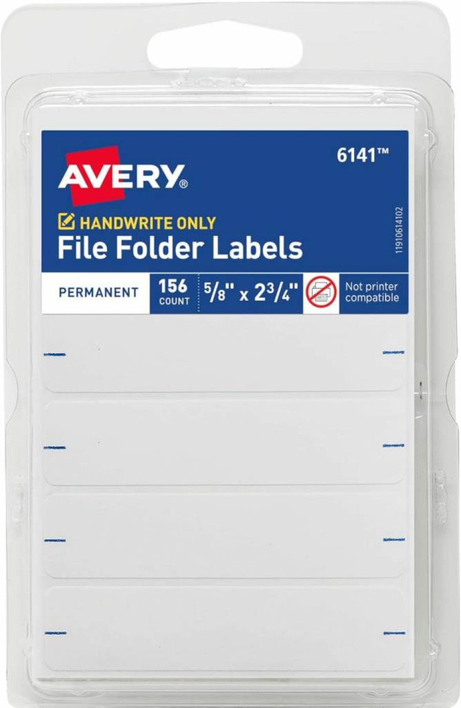 Avery 6141 White File Folder Labels, 5/8" x 2-3/4" Non-Printable Blank Labels, 156-Pack