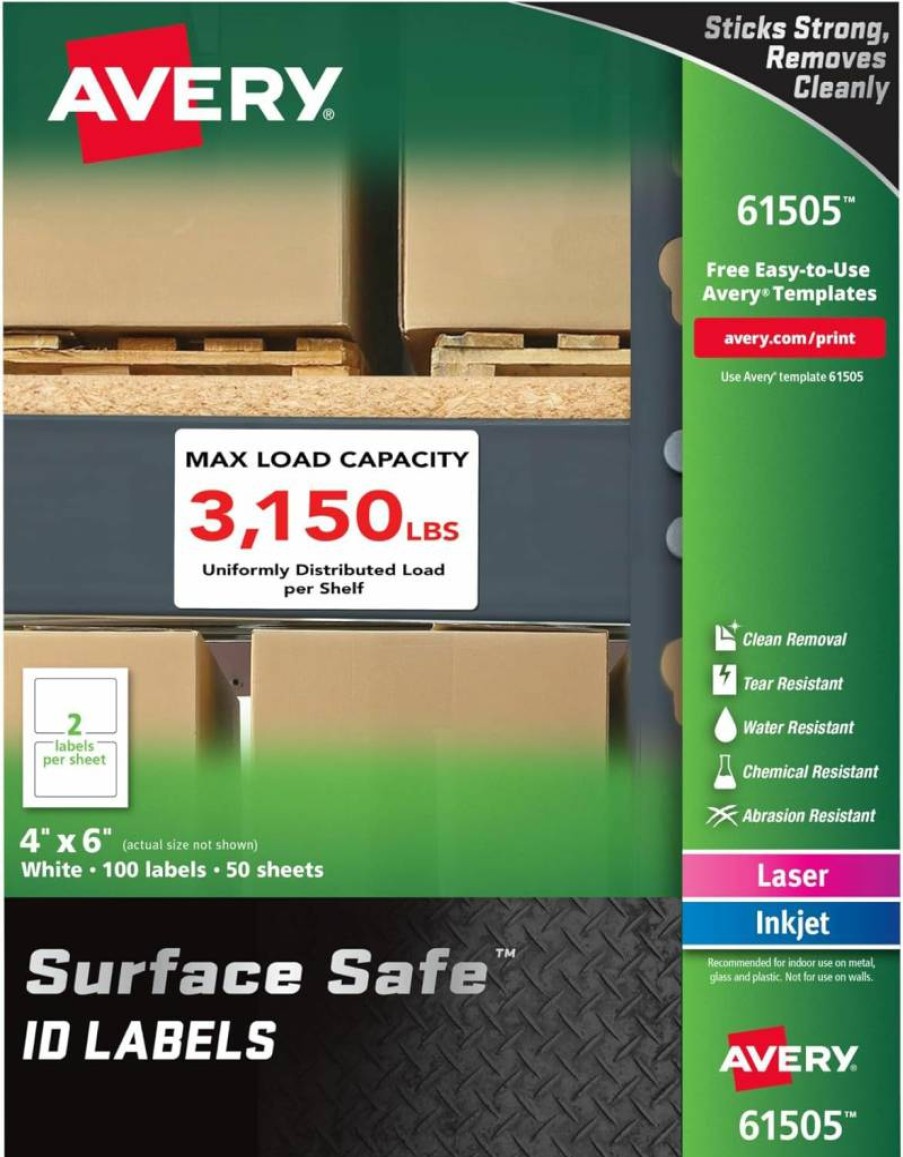 AVERY 61504 Durable Labels, 3x5 Inches, White, Pack of 150, Permanent Adhesive, for Laser/Inkjet Printers