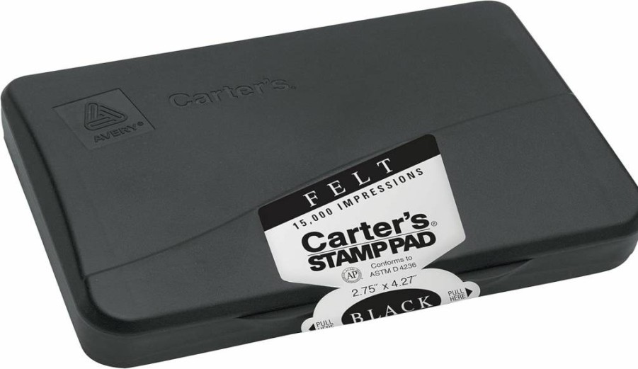 AVERY 21081 Black Felt Stamp Pad, 2.75" x 4.27", 36-Pack for Ink Stamping, Premium Craft Supplies