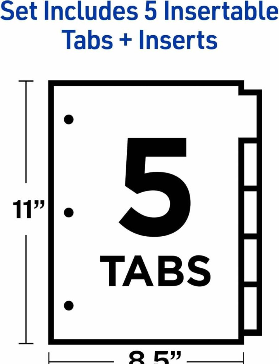 AVERY 11109 5-Tab Multicolor Insertable Binder Dividers, 6 Sets with Big Tabs for Organizers and Folders