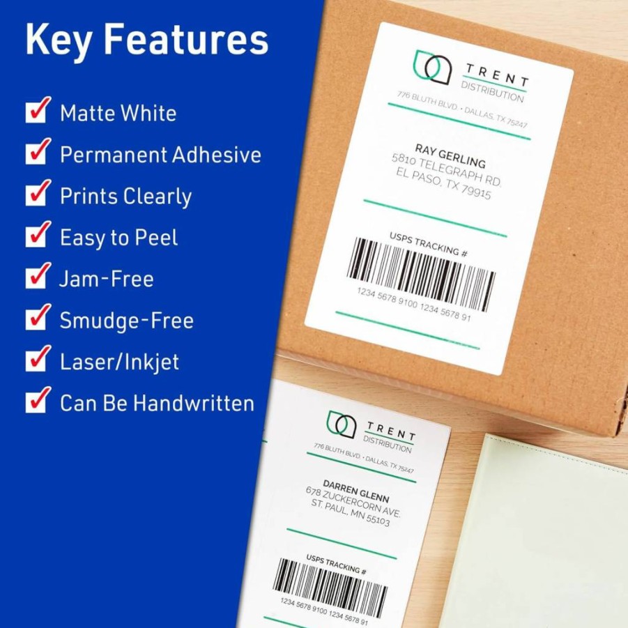 Avery Matte White Printable Labels 1" x 2-5/8" - 1,200 Adhesive Stickers for Laser & Inkjet Printing, Addressing, Product Packaging, Food Labeling