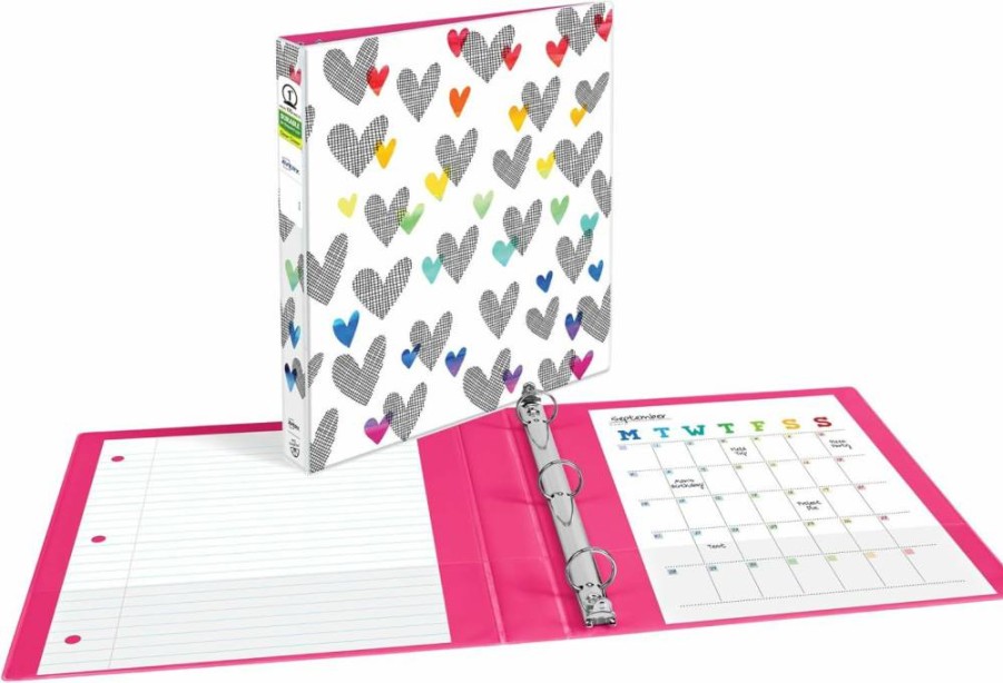 Avery Tangerine Hatchmark Hearts Binder, 1 Inch Round Rings, 175 Sheet Capacity, Designer Collection (28320)