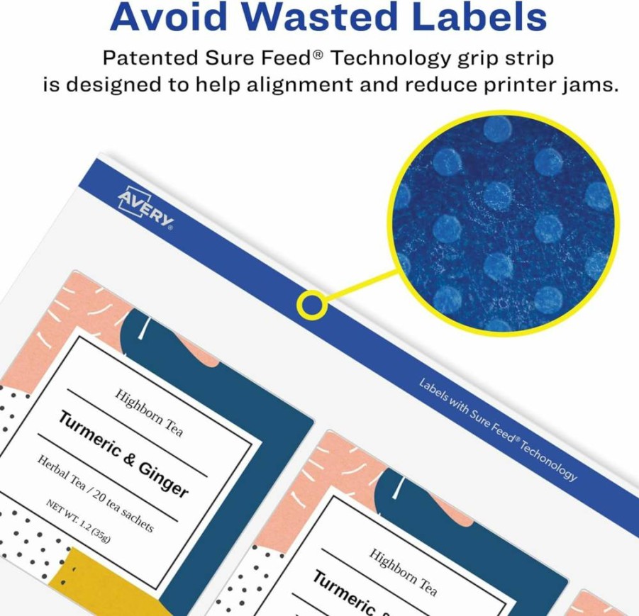 AVERY 8253 Matte White Shipping Labels, 2" x 4", 200-Pack, Permanent Adhesive, Sure Feed Technology for Laser/Inkjet Printers