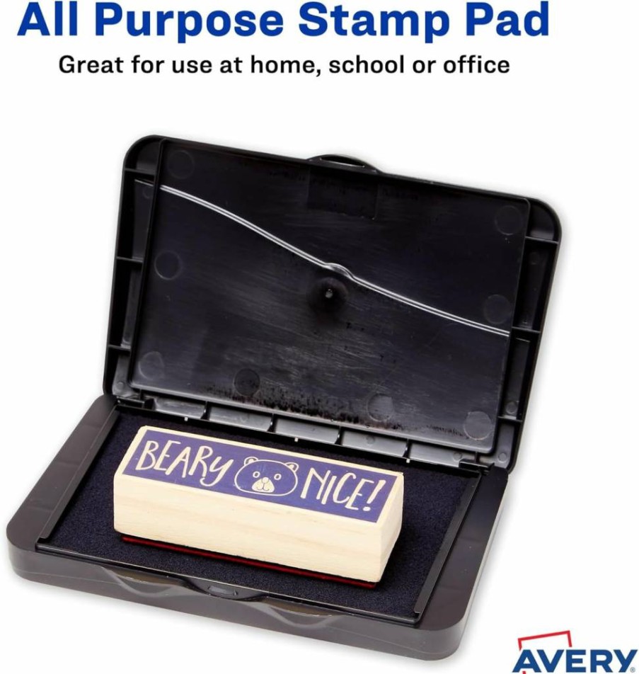 AVERY Black Ink Stamp Pad, 2.75" x 4.25" Foam Ink Pad for Stamping Crafts, 1 Pack (21381)