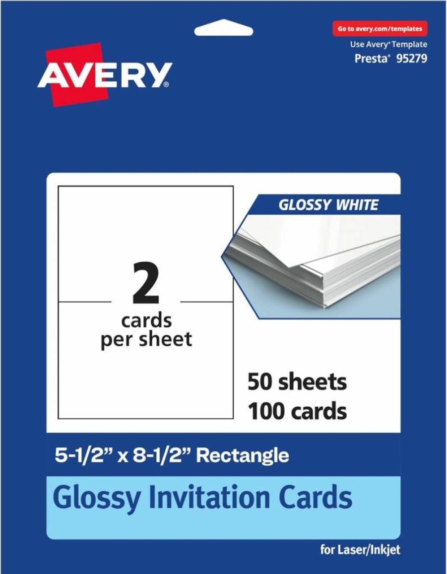 AVERY Matte White Printable Cards 5.5" x 8.5" - 100-Pack Laser/Inkjet Compatible Cardstock for DIY Projects