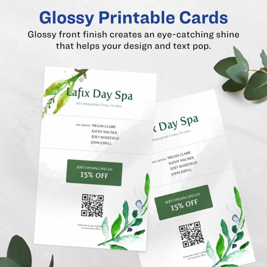 AVERY Matte White Printable Cards 5.5" x 8.5" - 100-Pack Laser/Inkjet Compatible Cardstock for DIY Projects