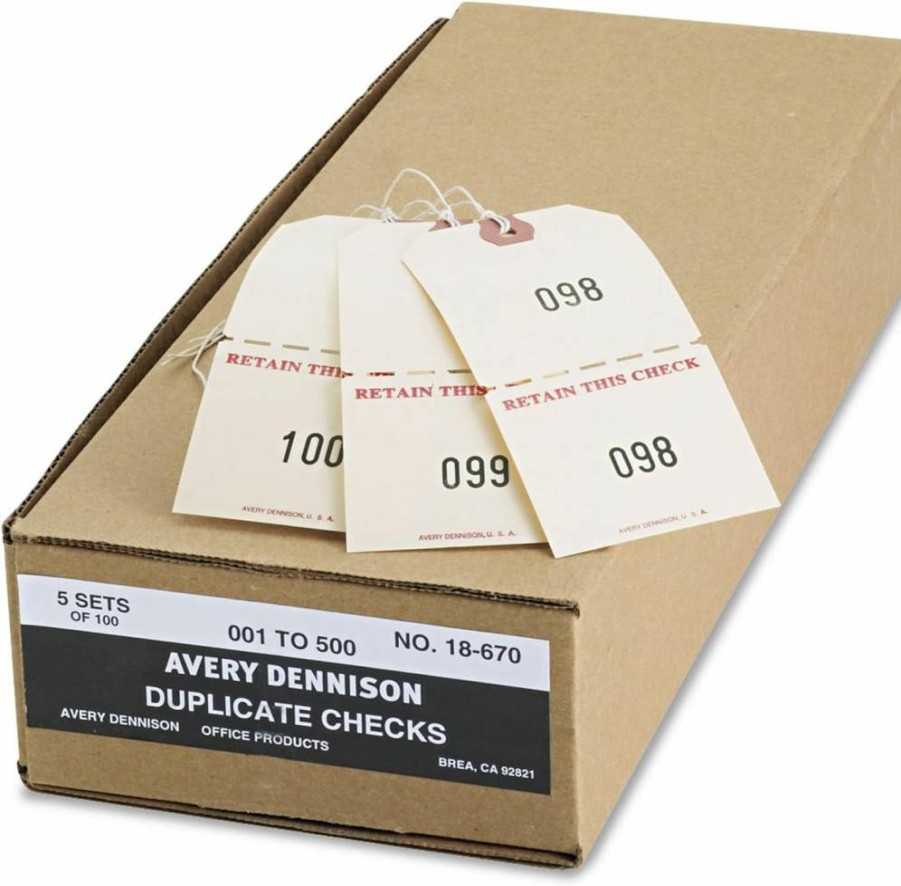 AVERY 18670 Manila Auto Park Tags, 4.75" x 2.38" Duplicate Parking Permits, Box of 500