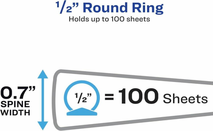 AVERY 05706 White 3-Ring Binder, 1/2 Inch Round Rings, 12-Pack Economy View Binders